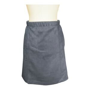 J Jill Faux Suede Pull-On Skirt Blue Large Stretch Elastic Waist Pockets Velvet